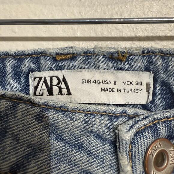 Zara Blue Wide Leg Jeans Sz 8 - Picture 5 of 12